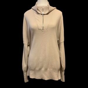 ABERCROMBIE & FITCH BEIGE SOFT A&F COLLECTION 1/4 ZIP OVERSIZED SWEATER/Size S